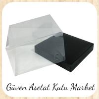 15x15x12 Altı Siyah Karton Üstü Asetat Kutu