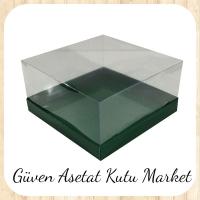 15x15x12 Altı Yeşil Karton Üstü Asetat Kutu