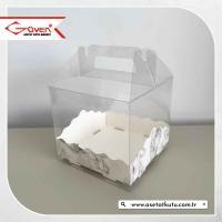 15x15x12 Beyaz Mermer Desen Pasta Kutusu
