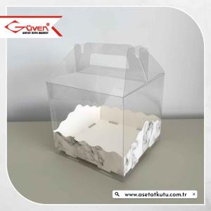 15x15x12 Beyaz Mermer Desen Pasta Kutusu