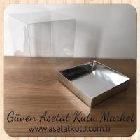 15x15x17.5 Altı Gümüş Metalize Karton Üstü Asetat Kutu