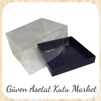 15x15x17.5 Altı Lacivert Karton Üstü Asetat Kutu