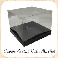 15x15x17.5 Altı Siyah Karton Üstü Asetat Kutu