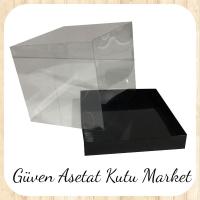 15x15x17.5 Altı Siyah Karton Üstü Asetat Kutu