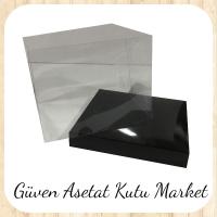 15x15x17.5 Altı Siyah Karton Üstü Asetat Kutu