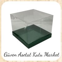 15x15x17.5 Altı Yeşil Karton Üstü Asetat Kutu