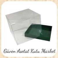 15x15x17.5 Altı Yeşil Karton Üstü Asetat Kutu