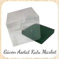 15x15x17.5 Altı Yeşil Karton Üstü Asetat Kutu