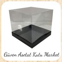 15x15x20 Altı Siyah Karton Üstü Asetat Kutu