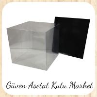 15x15x20 Altı Siyah Karton Üstü Asetat Kutu