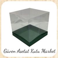 15x15x20 Altı Yeşil Karton Üstü Asetat Kutu