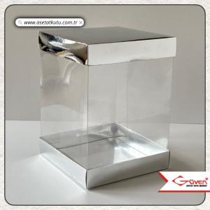 15X15X20 Asetat, Çift Taraflı Gümüş Karton Kutu 