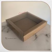 15x15x3 Altı Kraft Karton Üstü Asetat Duvarlı Kutu
