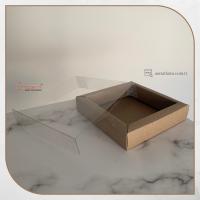 15x15x3 Altı Kraft Karton Üstü Asetat Duvarlı Kutu