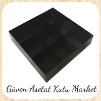[9 Bölmeli] 15x15x3 Altı Siyah Karton Üstü Asetat Kutu