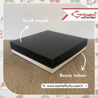 15x15x3 Tabanı Beyaz, Kapağı Siyah Karton Kutu