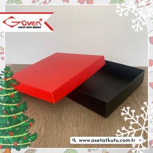 15x15x3 Tabanı Siyah, Kapağı Kırmızı Karton Kutu