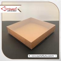 15x15x3 Altı Kraft Karton Üstü Asetat Kutu