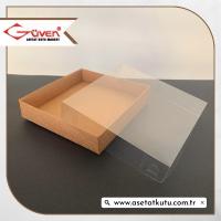 15x15x3 Altı Kraft Karton Üstü Asetat Kutu