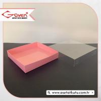 15x15x3 Altı Pembe Karton Üstü Asetat Kutu
