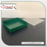 15x15x3 Altı Yeşil Karton Üstü Asetat Kutu