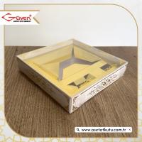 15x15x3 Gold Saray Desenli, Beyaz Karton Tabanlı Kutu [Gold Karton İçli]