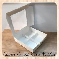 [4 Bölmeli] 15x15x5 Beyaz Pencereli Karton Kutu