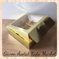 [9 Bölmeli] 15x15x5 Gold Pencereli Karton Kutu