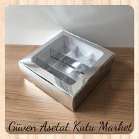 [9 Bölmeli] 15x15x5 Gümüş Pencereli Karton Kutu