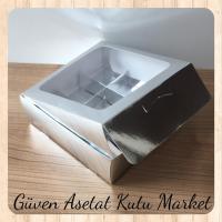 [9 Bölmeli] 15x15x5 Gümüş Pencereli Karton Kutu