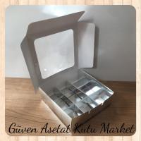 [9 Bölmeli] 15x15x5 Gümüş Pencereli Karton Kutu