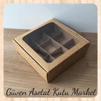 [9 Bölmeli] 15x15x5 Kraft Pencereli Karton Kutu