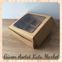 [9 Bölmeli] 15x15x5 Kraft Pencereli Karton Kutu