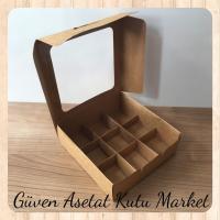 [9 Bölmeli] 15x15x5 Kraft Pencereli Karton Kutu