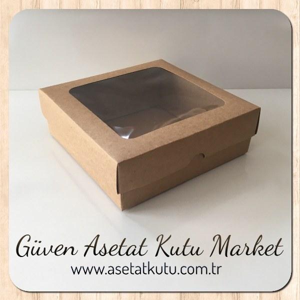 15x15x5 Kraft Pencereli Karton Kutu (İki Parça)