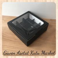 [9 Bölmeli] 15x15x5 Siyah Pencereli Karton Kutu