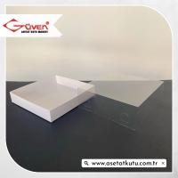 15x15x5 Altı Beyaz Karton Üstü Asetat Kutu