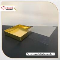 15x15x5 Altı Gold Metalize Karton Üstü Asetat Kutu