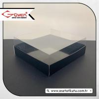 15x15x5 Altı Siyah Karton Üstü Asetat Kutu