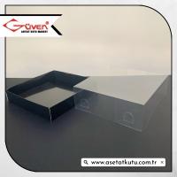 15x15x5 Altı Siyah Karton Üstü Asetat Kutu