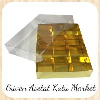 [12 Bölmeli] 15x20x3 Altı Gold Karton Üstü Asetat Kutu