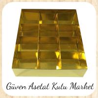 [12 Bölmeli] 15x20x3 Altı Gold Karton Üstü Asetat Kutu