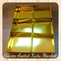 [6 Bölmeli] 15x20x3 Altı Gold Karton Üstü Asetat Kutu