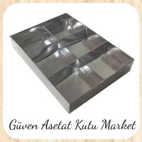 [6 Bölmeli] 15x20x3 Altı Gümüş Karton Üstü Asetat Kutu