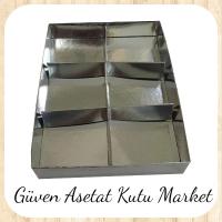 [6 Bölmeli] 15x20x3 Altı Gümüş Karton Üstü Asetat Kutu