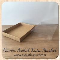 15x20x3 Altı Kraft Karton Üstü Asetat Kutu