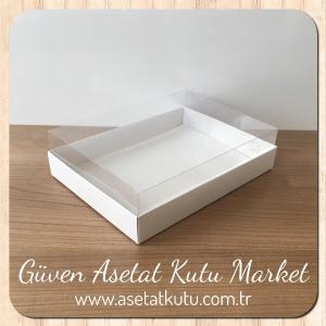 15x20x5 Altı Beyaz Karton Üstü Asetat Kutu