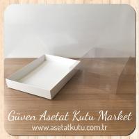 15x20x5 Altı Beyaz Karton Üstü Asetat Kutu
