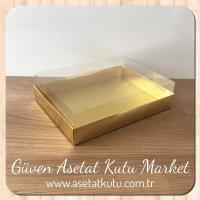 15x20x5 Altı Gold Metalize Karton Üstü Asetat Kutu