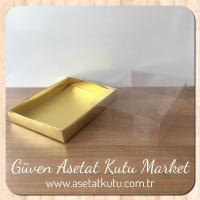 15x20x5 Altı Gold Metalize Karton Üstü Asetat Kutu